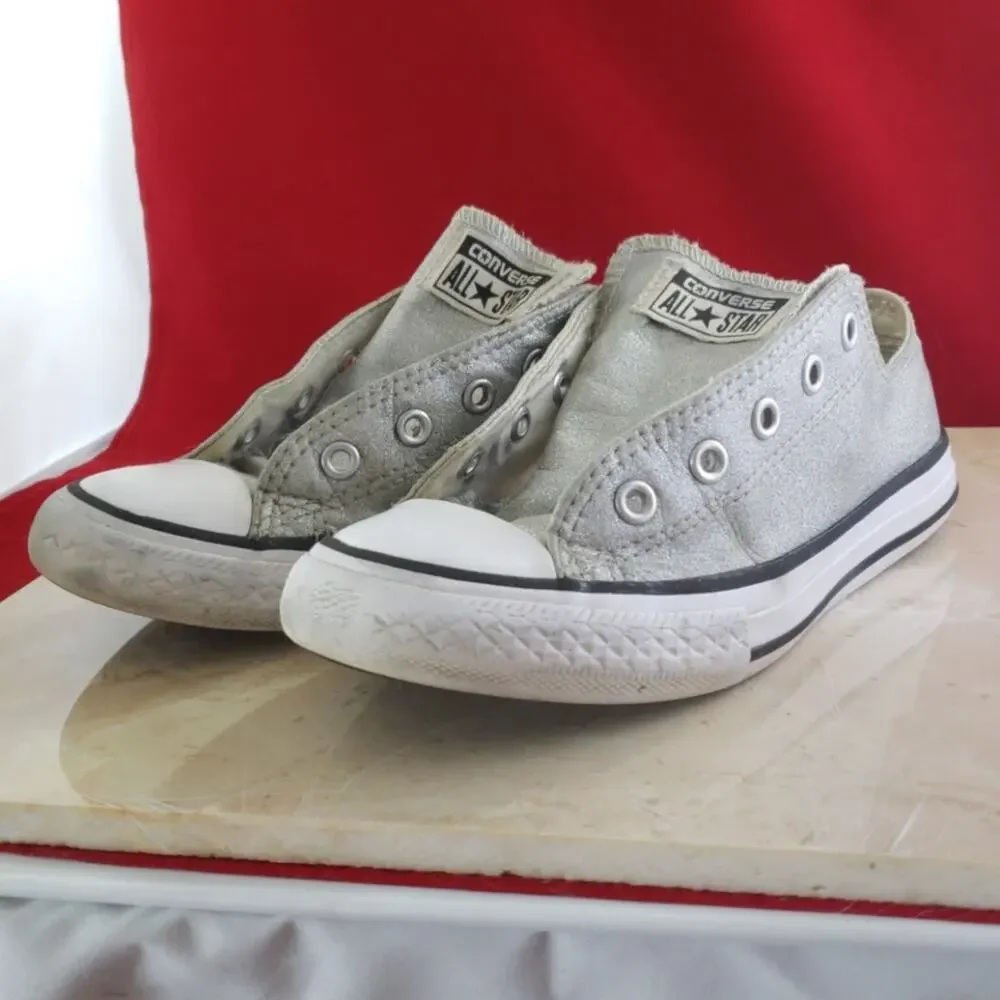 Converse All Star Glittery Silver - Size 1 - TLC Needed